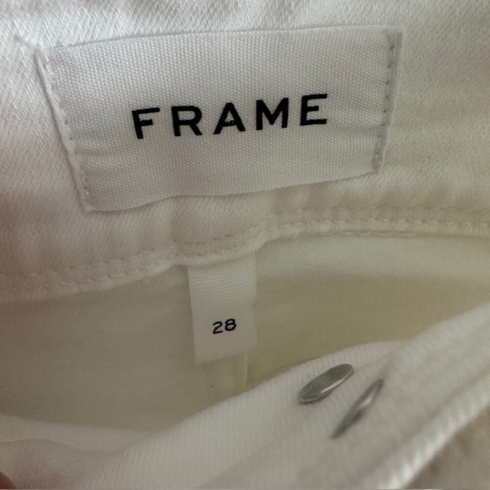FRAME Denim Le Crop Flare Tie Waist Jeans Size: 28 Color: White - Picture 6 of 9